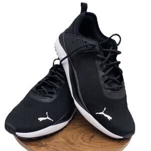 PUMA Men's PC Runner Sneaker Shoes Black White Size 10.5